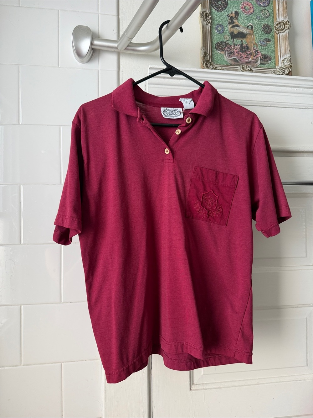 Vintage 1980s The Villager polo with embroidered pocket size medium